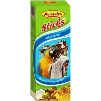 Pro ptáka Avicentra Sticks velký papoušek ořech + kokos 2 ks