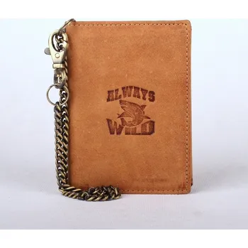 Peněženka Světlehnědá kožená peněženka Always Wild se žralokem a řetězem