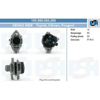 Alternátor Alternátor Peugeot 108 Citroen C1 Toyota Aygo B000771980