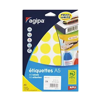 Speciální papír Samolepicí, značkovací kolečka Ø 8mm, žlutá, 294ks na archu - Balení po 5 ks