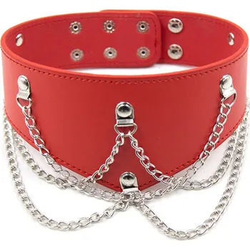 BDSM obojek Obojek s řetízky z umělé kůže
