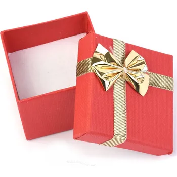 Dárková krabička Dárková krabička papírová červená se zlatou mašličkou 5 x 5cm