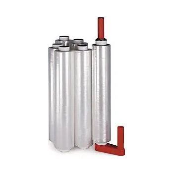 Potravinová fólie Sada 6 rolí stretch fólie šířka 500mm, délka 300m, průhledná, tloušťka 23µm + 1 plastový odvíječ | RAJA - Balení po 1 ks