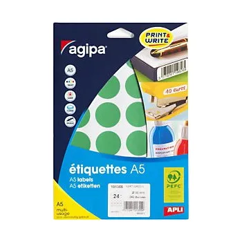 Speciální papír Samolepicí, značkovací kolečka Ø 8mm, zelená, 294ks na archu - Balení po 5 ks