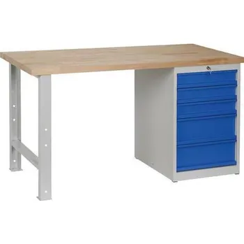 Dílenský stůl Manutan Expert Dílenský stůl Weld s 5 zásuvkami, 84 x 150 x 68,5 cm, šedý