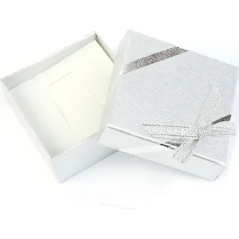 Dárková krabička Dárková krabička papírová stříbrná s mašličkou 6 x 6cm