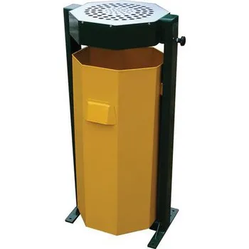 Venkovní odpadkový koš Manutan Expert Kovový venkovní odpadkový koš s popelníkem, objem 60 l