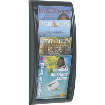 Závěsný držák na prospekty Valencia, 4 přihrádky, černý