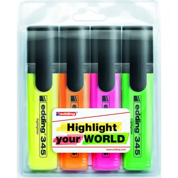 Zvýrazňovač Edding 345, 4ks barev, 1-5mm