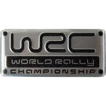 Znak automobilu Plastický znak WRC alu provedení s podlepením 55X25 mm