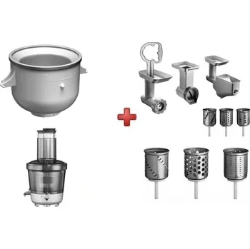 Příslušenství pro kuchyňský robot KitchenAid balíček s příslušenstvím 5KSM1JA + EMVSC + 5FPPC + 5KICA0WH