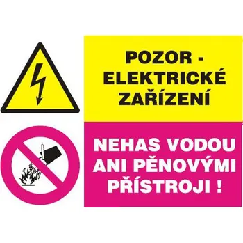 Výstražná páska Pozor elektrické zařízení - Nehas vodou ani pěnovými přístroji MAGG 120191