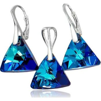 Souprava šperků Stříbrná souprava Triangle Bermuda Blue (Dámská stříbrná souprava šperků)
