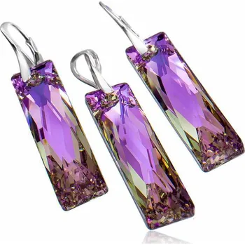 Souprava šperků Stříbrná souprava Queen Baquette Vitrail Light (Dámská stříbrná souprava šperků)