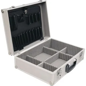 Kufr na nářadí hliníkový (stříbrný Robustní kufr na nářadí hliníkový 457x330x150mm SENATOR na ukládání nářadí.)