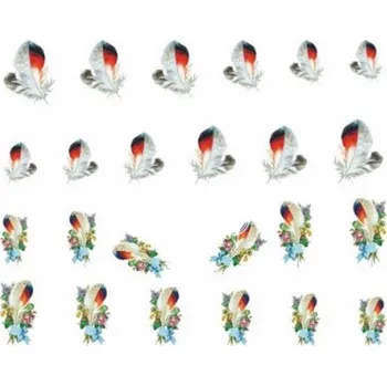 Umělé nehty Barevné vodolepky na nehty - BAREVNÁ PEŘÍČKA (BLE2216)