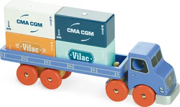 Dřevěná hračka Vilac Vilacity Dřevěné nákladní auto s přepravními kontejnery