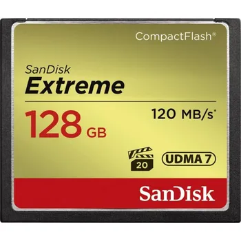 Paměťová karta SanDisk Extreme CF 128 GB 120 MB/s zápis 85 MB/s UDMA7