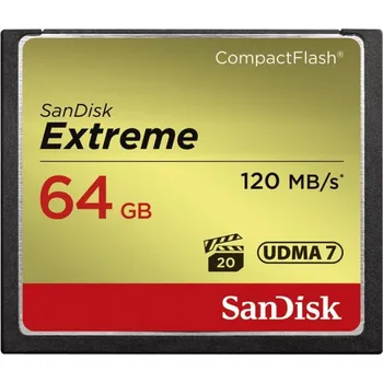 Paměťová karta SanDisk Extreme CF 64 GB 120 MB/s zápis 85 MB/s UDMA7