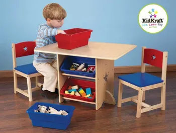Dětský pokoj KidKraft Star dětský stůl se dvěma židličkami a boxy