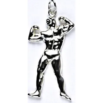 Přívěsek Stříbrný přívěsek kulturista, přívěsek ze stříbra, P 253