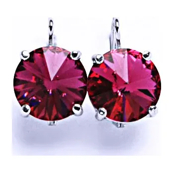 Náušnice Stříbrné naušnice na patent s krystaly Swarovski Rivoli ( barva Fuchsia)NK 1188