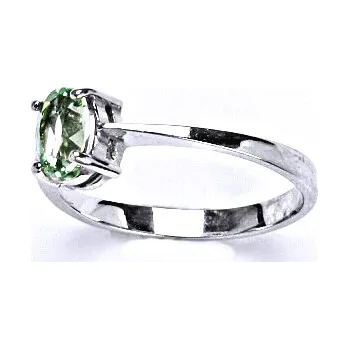 Prsten Stříbrný prsten se syntetickým zirkonem peridot 7x5 mm, T 1246