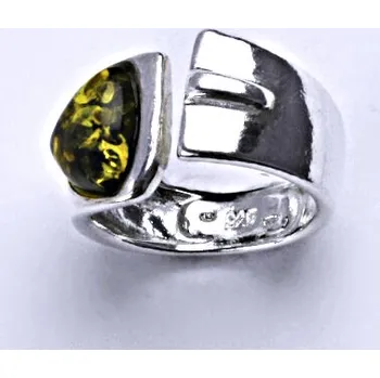 Prsten Stříbrný prsten s přírodním jantarem, prsten ze stříbra, jantar, 5,33 g