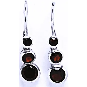 Náušnice Stříbrné naušnice s granáty na patent, náušnice ze stříbra VE 26