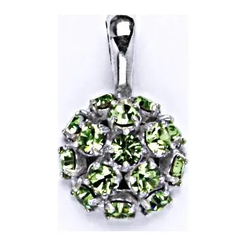 Přívěsek Stříbrný přívěšek se Swarovski krystaly peridot ,půlkoule,P 1337