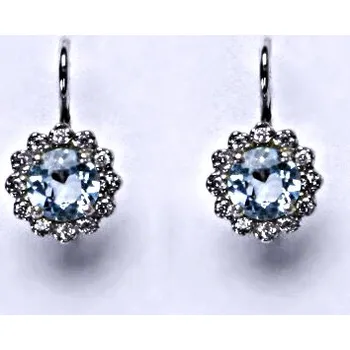 Náušnice Stříbrné náušnice, čiré zirkony, přírodní topaz sky, náušnice ze stříbra, NK 1495