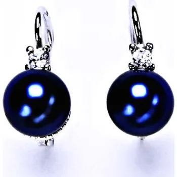 Náušnice stříbrné šperky, náušnice na patent(umělá modrá 8 mm)NK 1207