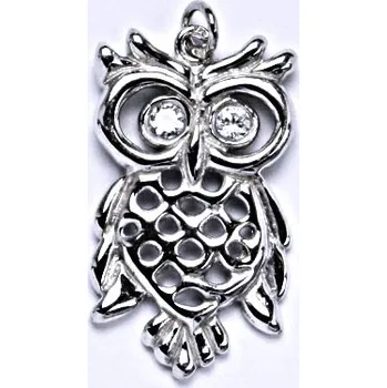 Šperk Stříbrný přívěšek s čirým zirkonem, sova, přívěšek ze stříbra, P 1438