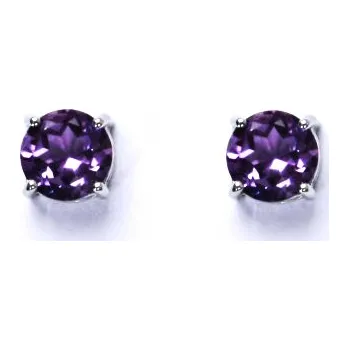 Náušnice Stříbrné náušnice, přírodní ametyst světlý, náušnice ze stříbra, NŠ 1357