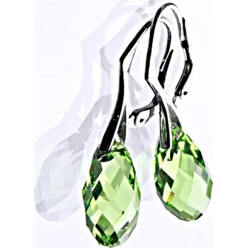 Náušnice Stříbrné náušnice se Swarovski krystaly peridot 17 mm, NK 1295