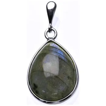 Přívěsek Stříbrný přívěsek, kapka přírodní labradorit, přívěšek s labradoritem, P 1491B