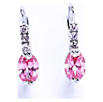 Náušnice Stříbrné naušnice se zirkonem na patent VE 9 pink