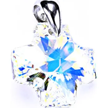 Šperk Stříbrný přívěšek,šperky, Swarovski krystal (kříž AB Crystal 20mm) P 1302
