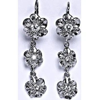 Náušnice Stříbrné náušnice s čirými zirkony,kytička, NK 1449