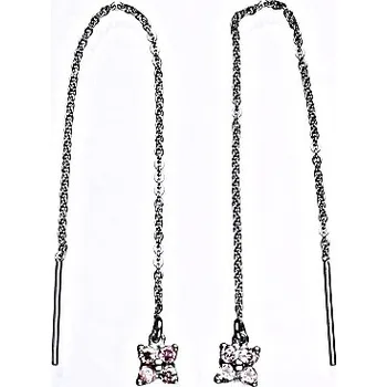 Náušnice Stříbrné řetízkové protahovací náušnice s růžovými zirkony,kytička,NŘ VE 246