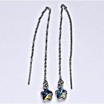 Náušnice Stříbrné řetízkové protahovací náušnice se Swarovski AB krystalem, NŘ 1297
