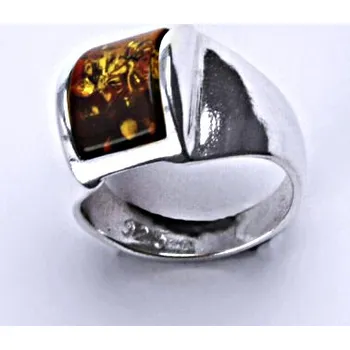 Prsten Stříbrný prsten s přírodním jantarem, prsten ze stříbra, jantar 6,01g