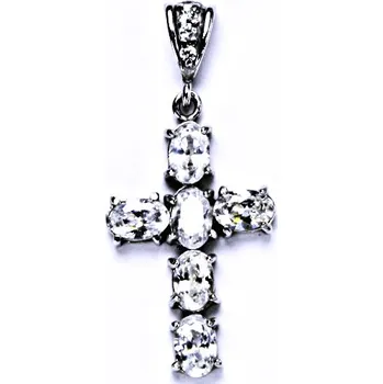 Přívěsek Stříbrný šperk, kříž ,čiré zirkony - P 1239/2 (zirkony 6x4 mm)