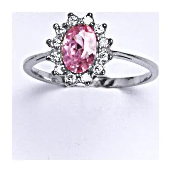 Prsten Stříbrný prsten Kate, růžový zirkon, čiré zirkony, T 1480