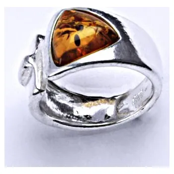 Prsten Stříbrný prsten s přírodním jantarem, prsten ze stříbra, jantar, 5,34 g
