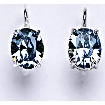 Náušnice Stříbrné náušnice se Swarovski krystalem akvamarin 10 x 8 mm, NK 1242 Sw