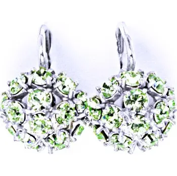 Náušnice Náušnice stříbrné půlkoule s krystalem Swarovski Chryzolit