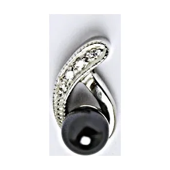 Šperk Stříbrný přívěšek s umělou černou perlou 6 mm, šperk P 1195 Rh