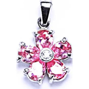 Přívěsek Stříbrná kytička s růžovými zirkony, šperk VP 39 pink+střed BZ