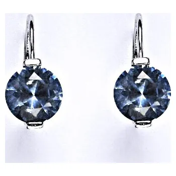 Náušnice Stříbrné náušnice se syntetickým zirkonem akvamarín, náušnice ze stříbra, NK 1461